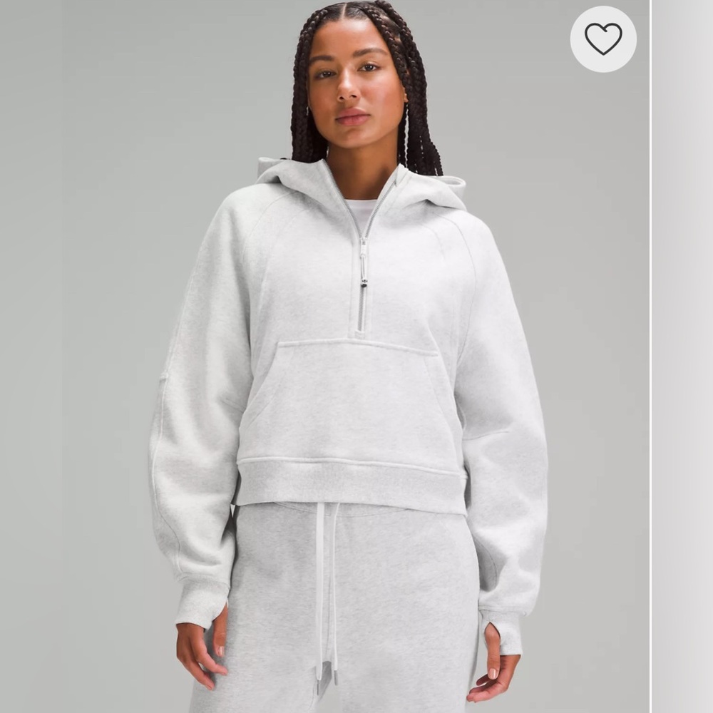 Lululemon oversized half-zip hoodie light grey, size XS/S